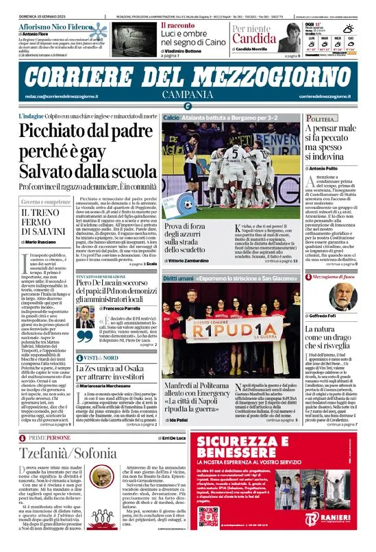 Prima-pagina-corriere del mezzogiorno-del-2025-01-20